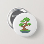 Gedraaide Japanse bonsai boom Ronde Button 5,7 Cm (Voorkant /achterkant)