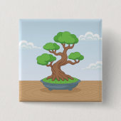 Gedraaide Japanse bonsaiboom op tafel Vierkante Button 5,1 Cm (Voorkant)