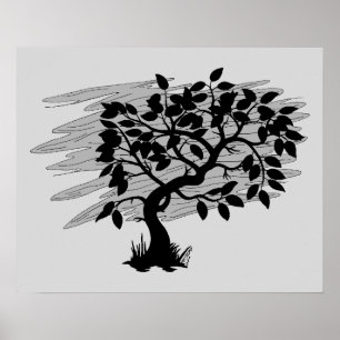 Gedraaide jonge boom poster