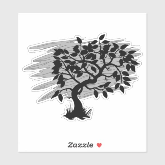 Gedraaide jonge boom sticker (Vel)