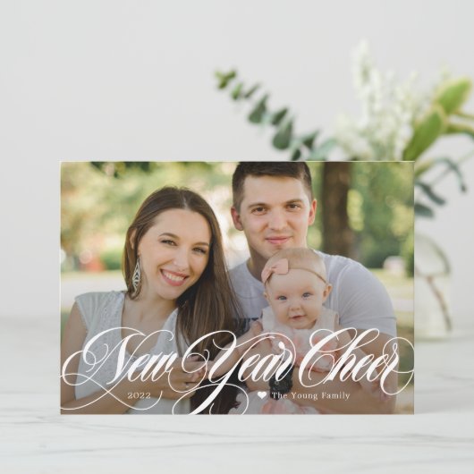 Gedraaide Kerst Gelukkig Nieuwjaar Fotokaart Feestdagenkaart (Staand voorkant)