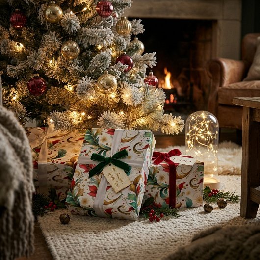 Gedraaide kerstbloem cadeaupapier