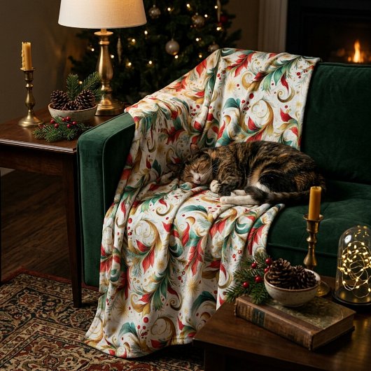 Gedraaide kerstbloem fleece deken