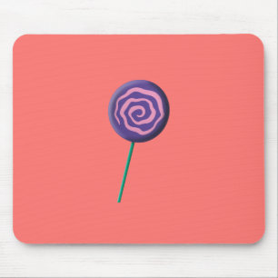 Gedraaide paarse lolly met roze muismat