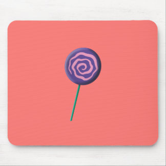 Gedraaide paarse lolly met roze muismat