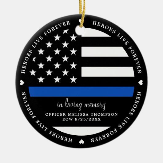 Gedraaide politieagent EOW Thin Blue Line Keramisch Ornament (Voorkant)