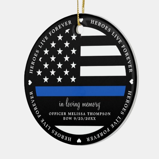 Gedraaide politieagent EOW Thin Blue Line Keramisch Ornament (Links)