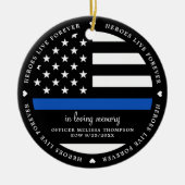 Gedraaide politieagent met blauwe lijn keramisch ornament (Voorkant)