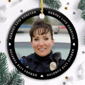 Gedraaide politieagent met blauwe lijn keramisch ornament