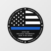 Gedraaide politieagent met blauwe lijn raamsticker (Vel)