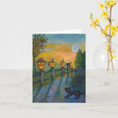 Gedraaide pompoen- en kattenbriefkaart kaart (Gele Bloem)