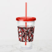 Gedraaide Rode Gestreepte Abstracte Suikerstokken Acryl Drinkbeker (Rechts)