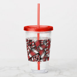 Gedraaide Rode Gestreepte Abstracte Suikerstokken Acryl Drinkbeker