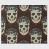 Gedraaide rode schedel Happy Halloween Cadeaupapier (Vlak)