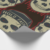 Gedraaide rode schedel Happy Halloween Cadeaupapier (Hoek)