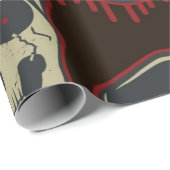 Gedraaide rode schedel Happy Halloween Cadeaupapier (Rol Hoek)