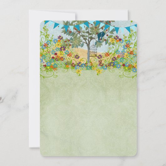 Gedraaide Romantische Lovevogelbomen - Uitnodiging (Achterkant)