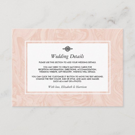 Gedraaide Roos Elegant Vintage Weddenschap Informatiekaartje (Voorkant)