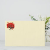 Gedraaide Rustieke Rode Hartblad Boom Briefpapier (Staand voorkant)