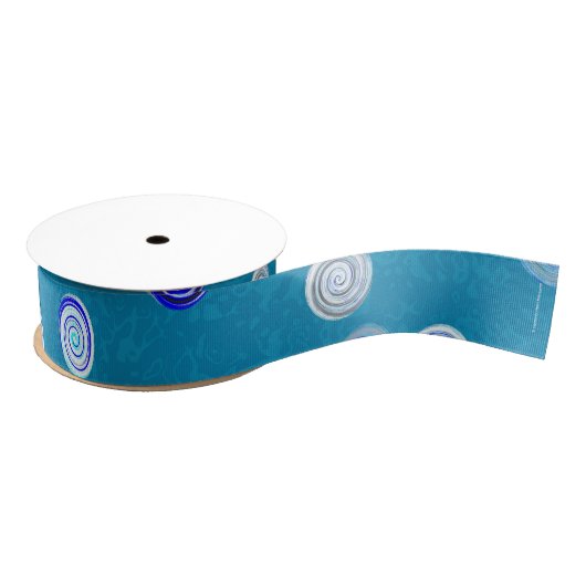 Gedraaide Stippen Spiraal Blauw Grosgrain Lint (Spoel)