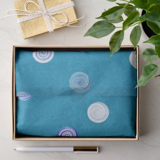 Gedraaide Stippen Spiraal Blauw Tissuepapier (Geschenk)
