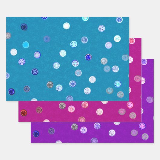 Gedraaide Stippen Spiraal Drie-Kleur Cadeaupapier (Set)