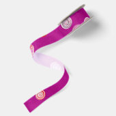 Gedraaide Stippen Spiraal Roze Grosgrain Lint (Achterkant)