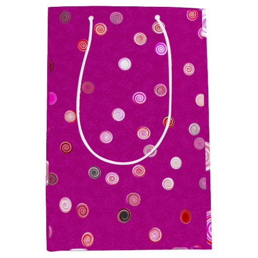 Gedraaide Stippen Spiralen Roze Cadeautas (Voorkant)