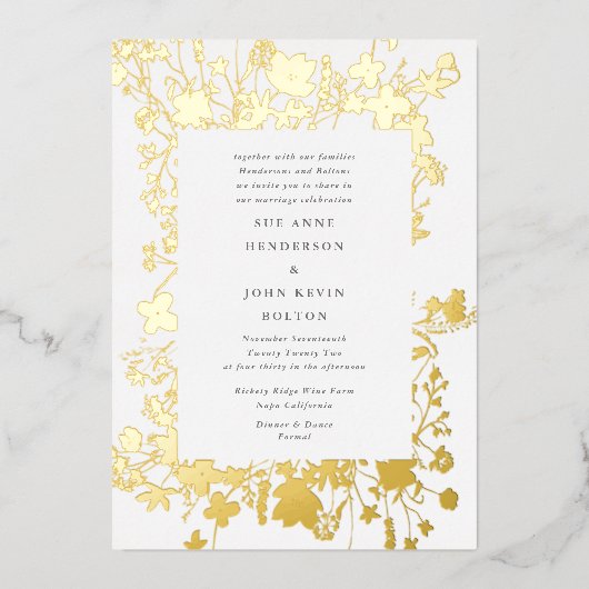 Gedraaide wilderbloem, in omloop, gedroogd folie uitnodiging (Voorkant)