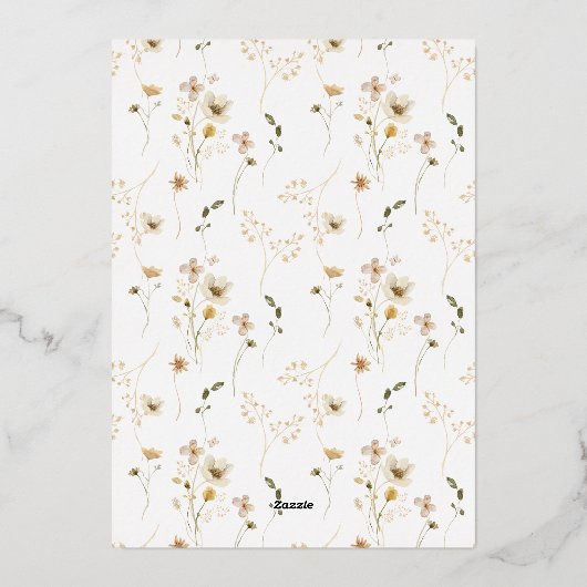 Gedraaide wilderbloem, in omloop, gedroogd folie uitnodiging (Achterkant)