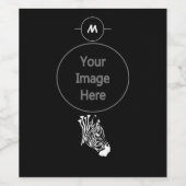 Gedraaide Witte Strepen Zebra Silhouet Monogram Wijn Etiket (Enkel label)
