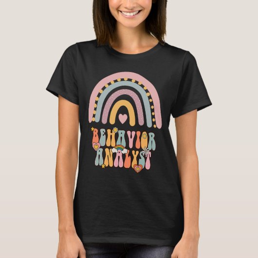 Gedragsanalyst BCBA Groovy Retro  regenboog T-shirt (Voorkant)