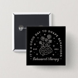 Gedragstherapie therapeut citeert zwart vierkante button 5,1 cm
