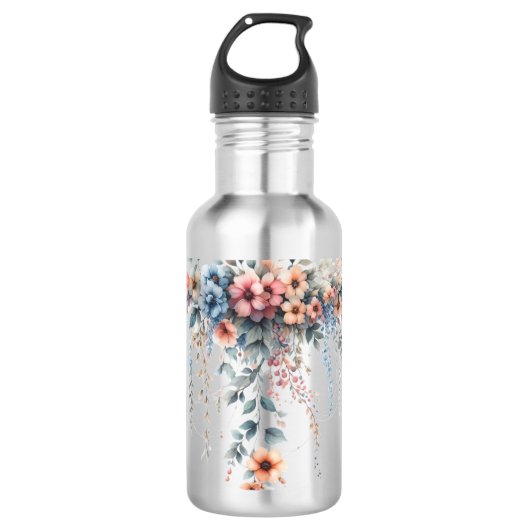 gedrapeerde bloemige elegantie waterfles (Voorkant)
