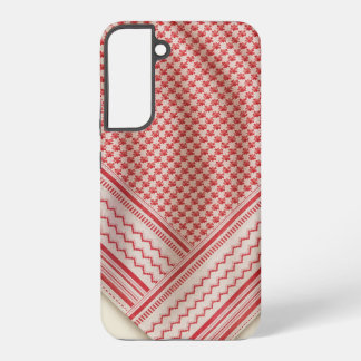 Gedrapeerder rode en witte Shemagh Keffiyeh, Crème Samsung Galaxy Hoesje