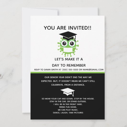 Gedreven door afstudeerfeest Coronavirus Aankondiging (Achterkant)