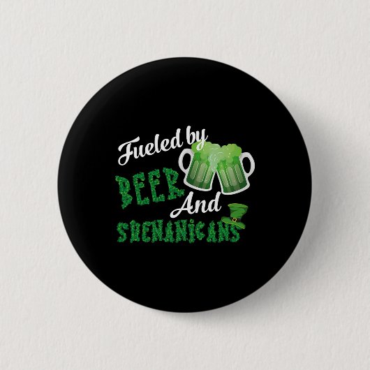Gedreven door bier en shenanigans St. Patrick's Da Ronde Button 5,7 Cm (Voorkant)