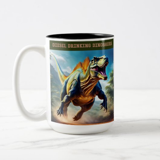 Gedreven door diesel tweekleurige koffiemok (Links)