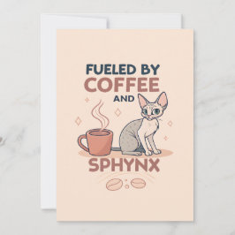 Gedreven door koffie en Sphynx-katkunst Feestdagenkaart