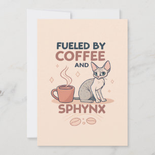 Gedreven door koffie en Sphynx-katkunst Feestdagenkaart