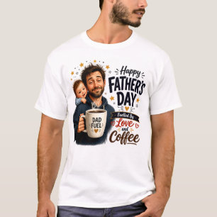 Gedreven door liefde en koffie Gelukkige Vaderdag T-shirt