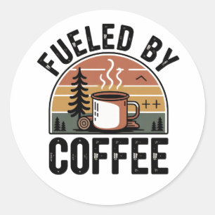 Gedreven door Retro Kampkoffie  Ronde Sticker