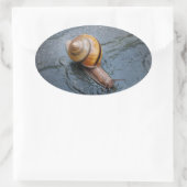 Gedreven slak op een regenachtige dag ovale sticker (Tas)