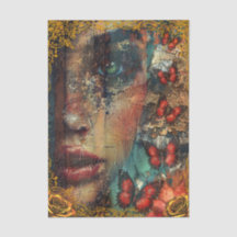 Gedroegde Abstracte Kunst Meisjesgezicht & Vlinder