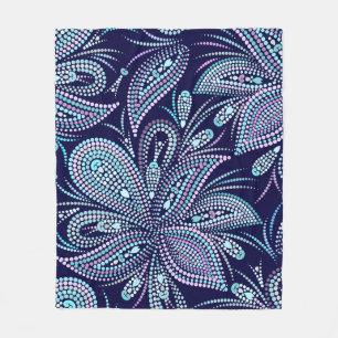 Gedroogd blauw patroon met paisley en kralen. Orna Fleece Deken
