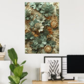  gedroogd bloempatroon: getextureerde botanische poster (Thuiskantoor)