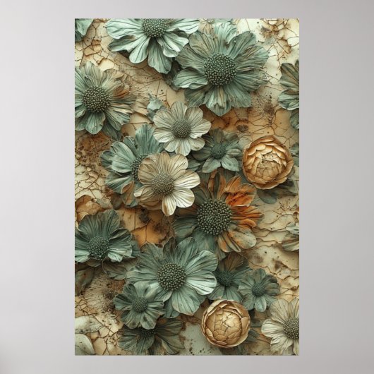  gedroogd bloempatroon: getextureerde botanische poster (Voorkant)