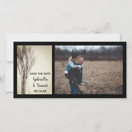 Gedroogd Boerderij van het land van de gerst Weddi Save The Date (Voorkant)