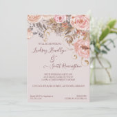 Gedroogd Floral Boho Blush Roos Gold Vrijgezellenf Kaart (Staand voorkant)