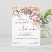 Gedroogd Floral Boho Blush Roos Gold Vrijgezellenf Kaart (Staand voorkant)